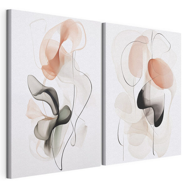 Modulaire canvasprint Vloeiende vormen in zachte tinten