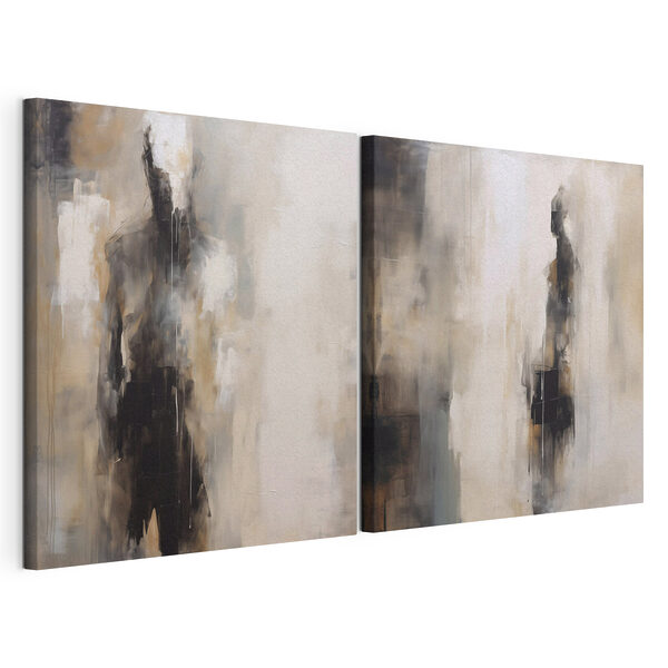 Modulaire canvasprint Schilderij van een witte en bruine muur