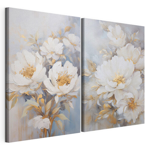 Modulaire canvasprint Schilderij van witte bloemen