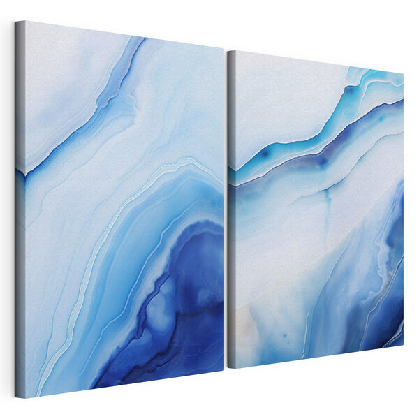 Modulaire canvasprint Stromend golven in diepe blauwe tinten