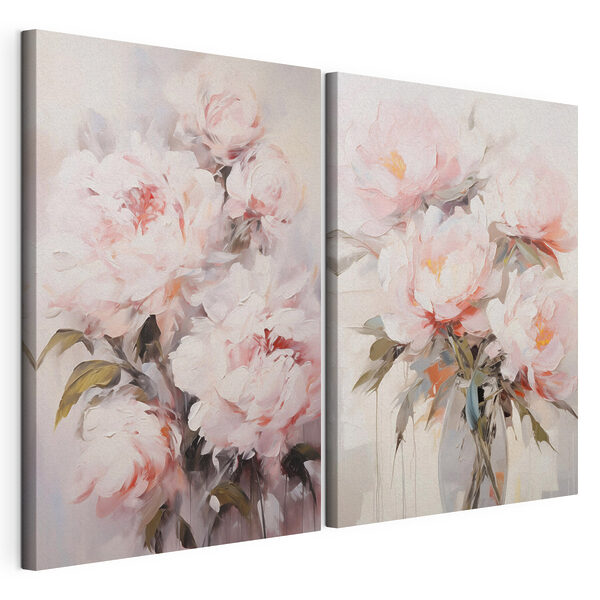 Modulaire canvasprint Schilderij van bloemen in een vaas