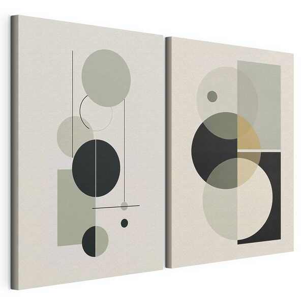 Modulaire canvasprint Een paar kunstwerken met cirkels en lijnen