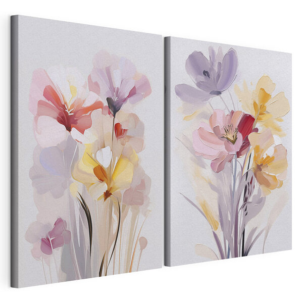 Modulaire canvasprint Schilderij van bloemen op een witte achtergrond