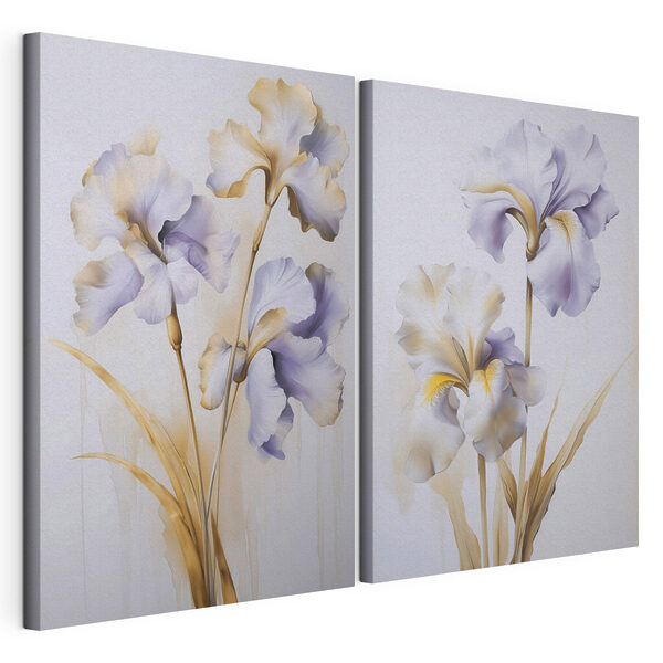 Modulaire canvasprint Schilderij van bloemen op een muur