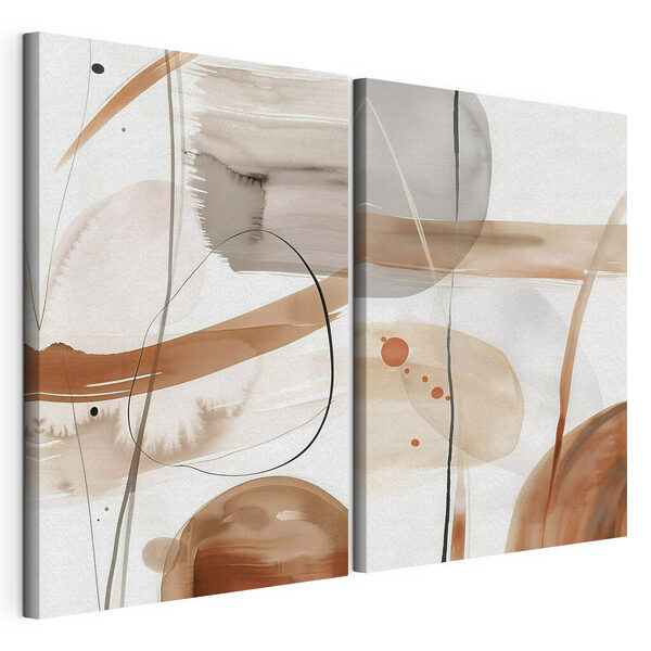 Modulaire canvasprint Abstracte vormen in warme tinten