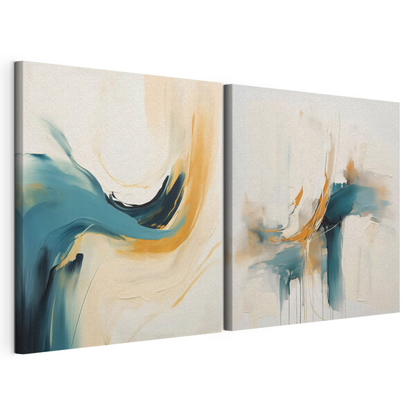 Modulaire canvasprint Twee schilderijen in verschillende kleuren