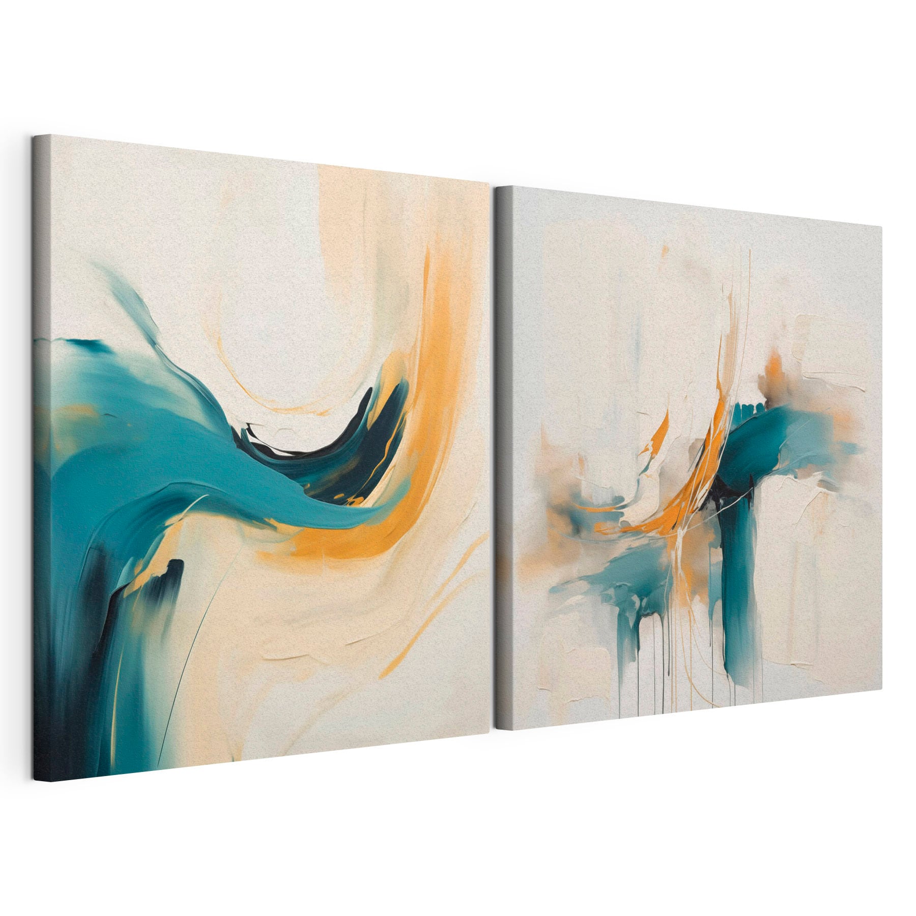 Two paintings of different colors