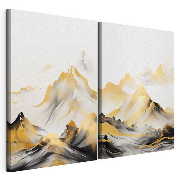 Modulaire canvasprint Schilderij van bergen en golven