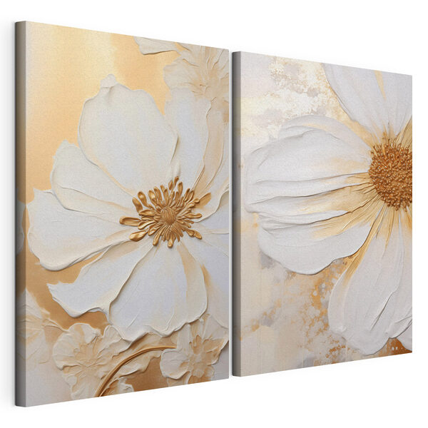 Modulaire canvasprint - Elegant bloemmotief als wanddecoratie