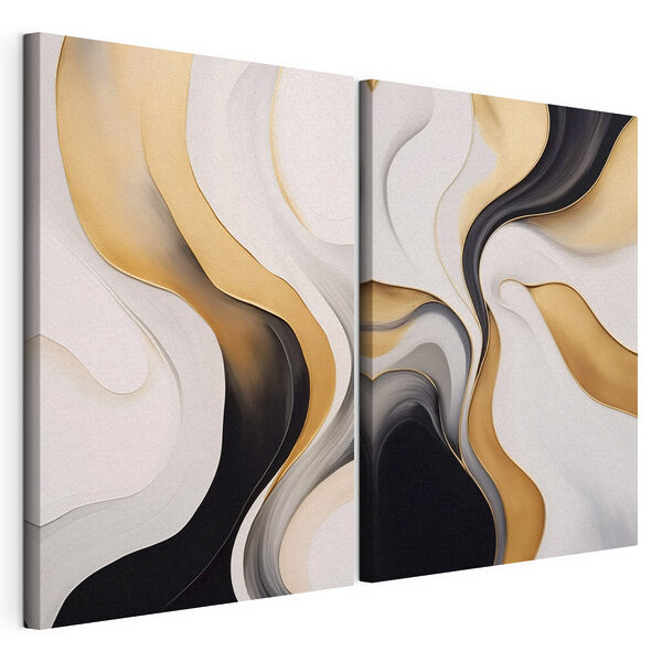 Modulaire canvasprint Vloeiende lijnen in zachte kleurtinten