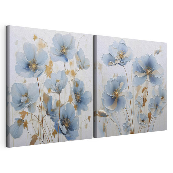 Modulaire canvasprint Schilderij van bloemen op een witte ondergrond