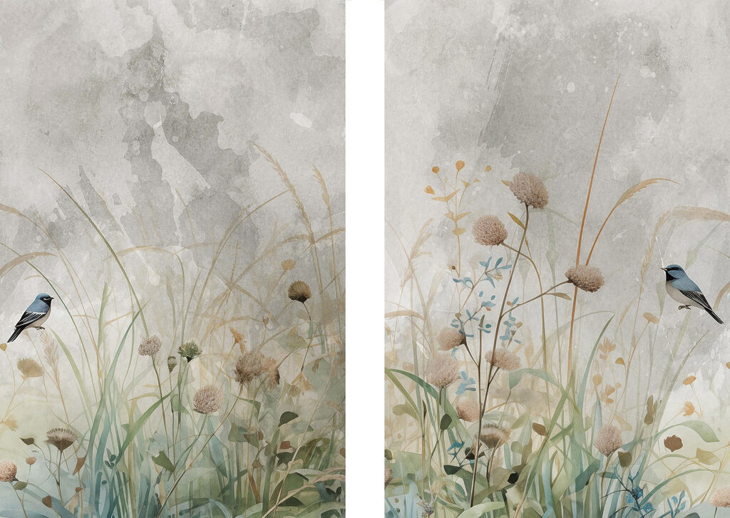 Painting of flowers and grass