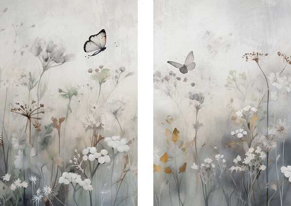 Painting of flowers and butterflies