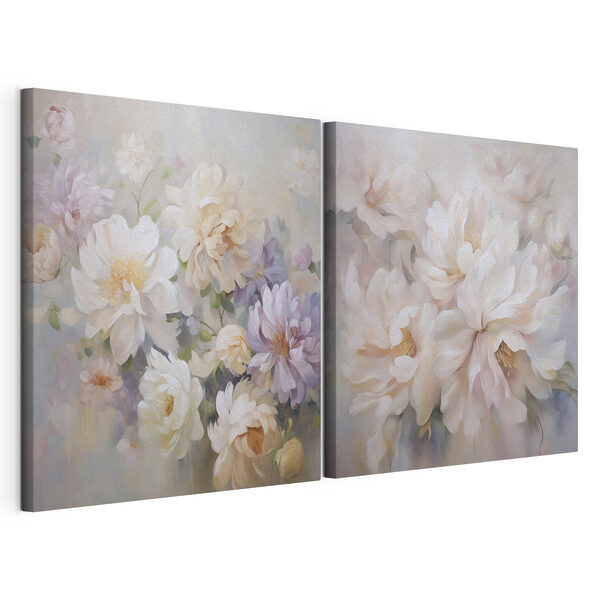 Painting of flowers on canvas