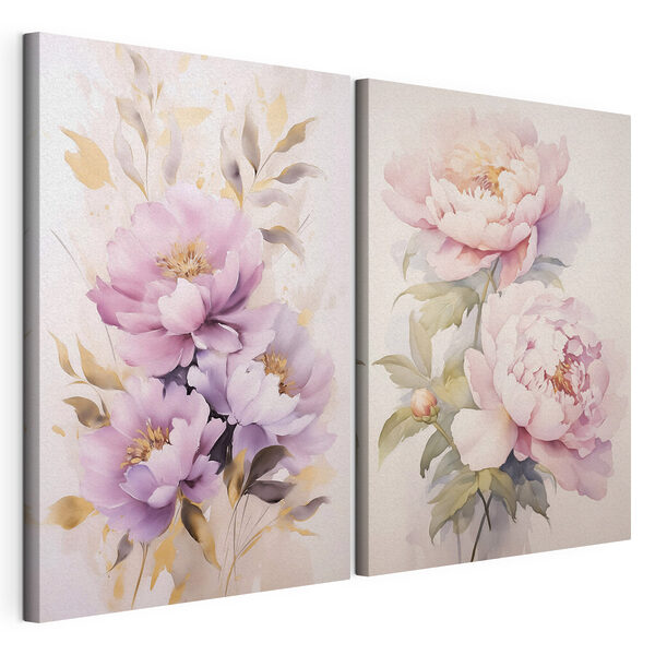 Modulaire canvasprint Verfijnde bloesems in zachte tinten