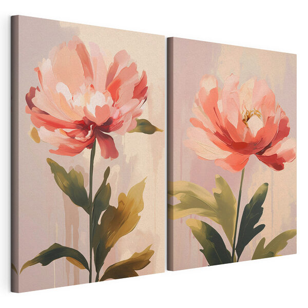 Modulaire canvasprint Schilderij van een bloem
