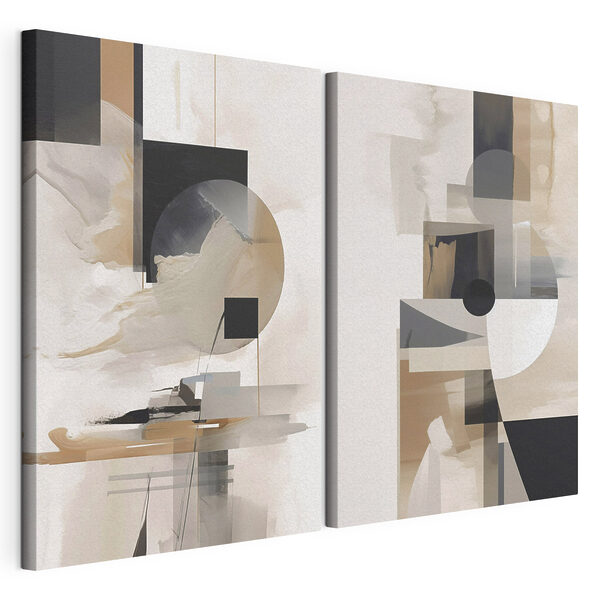 Modulaire canvasprint Schilderij met een paar vierkanten en cirkels