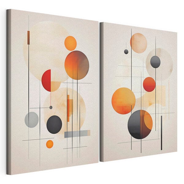 Modulaire canvasprint Een paar afbeeldingen van cirkels en lijnen