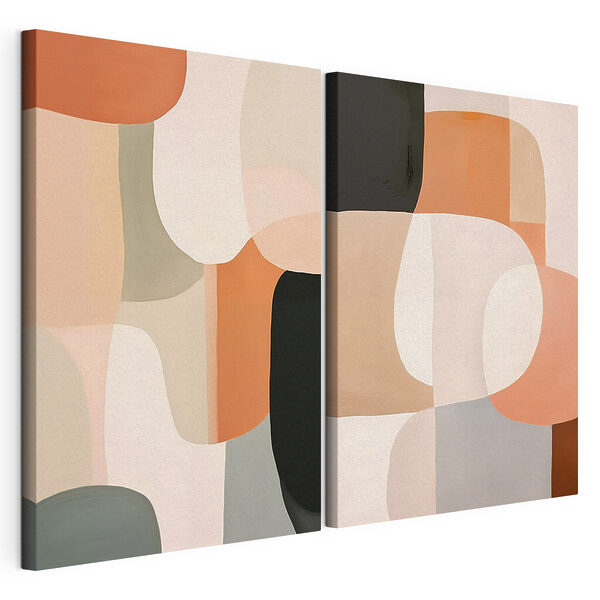 Modulaire canvasprint Abstracte vormen in rustgevende kleuren