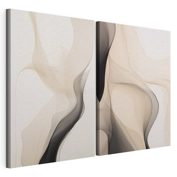 Modulaire canvasprint Vloeiende vormen verstrengelen zich op gracieuze wijze en versmelten met elkaar