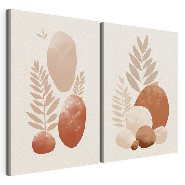 Modulaire canvasprint Natuurlijke vormen en aardse tinten gaan hand in hand