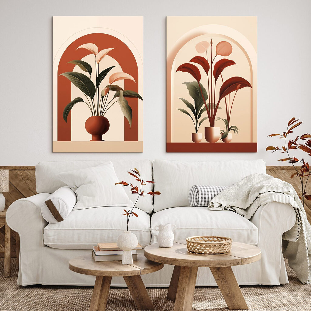 Two images of plants in pots