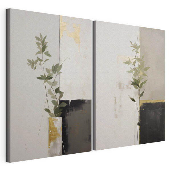 Modulaire canvasprint Schilderij van een plant in een vaas