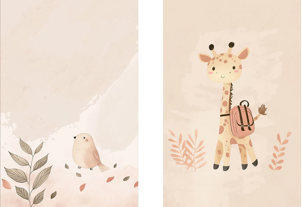 Giraffe and bird