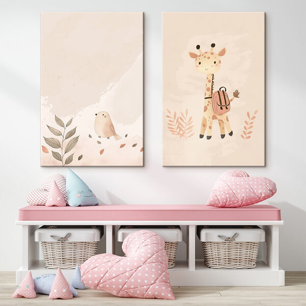 Giraffe and bird