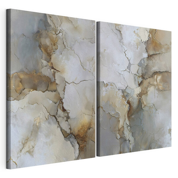 Modulaire canvasprint Gebarsten oppervlakken in neutrale tinten