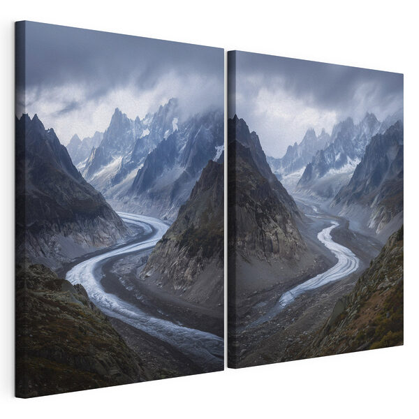 Modulaire canvasprint Een rivier die door een vallei stroomt