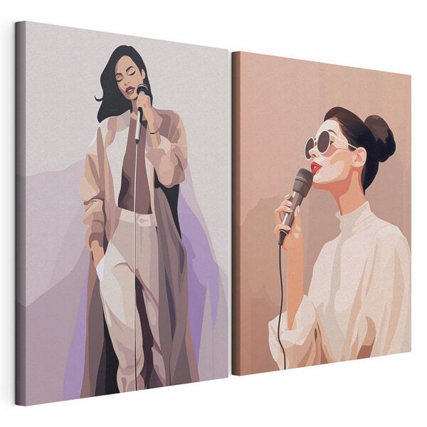 Woman singing into a microphone