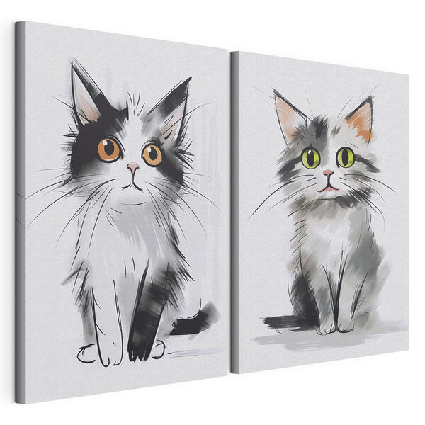 Modulaire canvasprint Tekening van een kat
