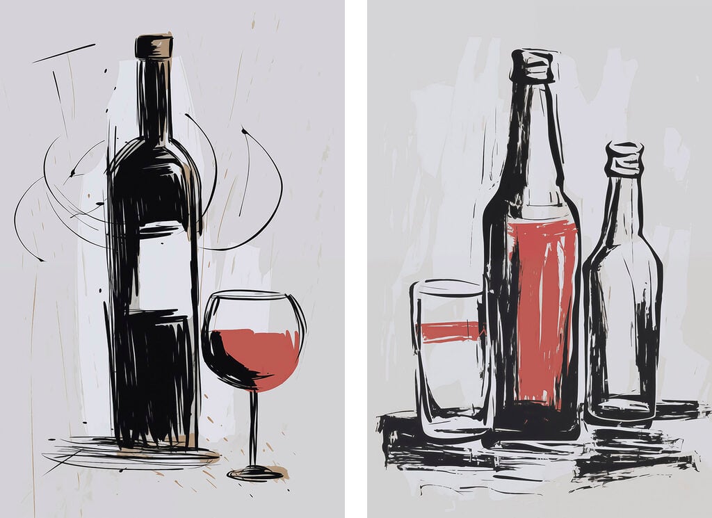 Artful reflections of beverage bottles