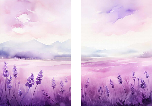 Painting of a lavender field