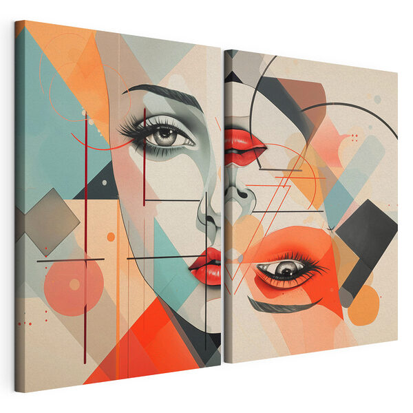 Modulaire canvasprint Collage van het gezicht van een vrouw