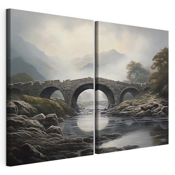 Modulaire canvasprint Brug over een rivier