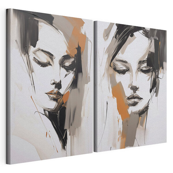 Modulaire canvasprint Schilderij van het gezicht van een vrouw