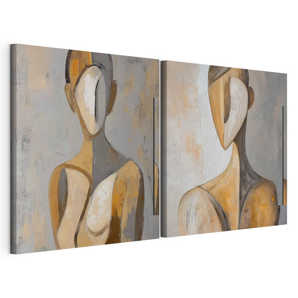 Modulaire canvasprint Collage van een schilderij van een vrouw