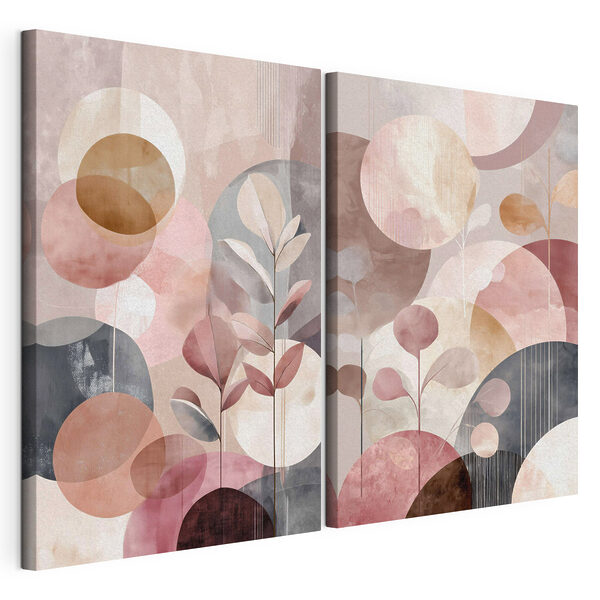 Modulaire canvasprint Twee afbeeldingen van een plant en een plant