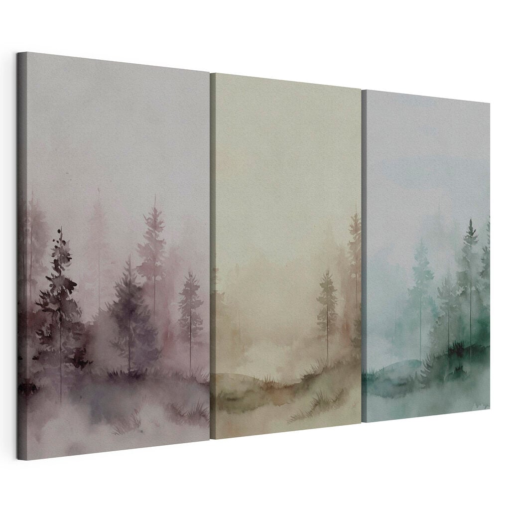 Group of watercolor trees