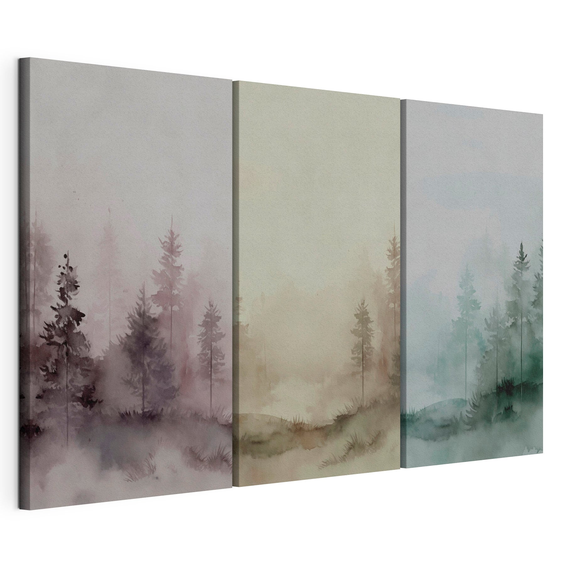 Group of watercolor trees