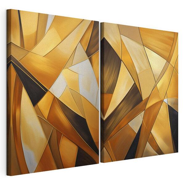Modulaire canvasprint Dynamische vormen in warme tinten