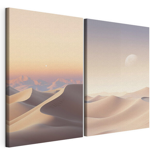 Modulaire canvasprint Woestijnlandschap met een maan