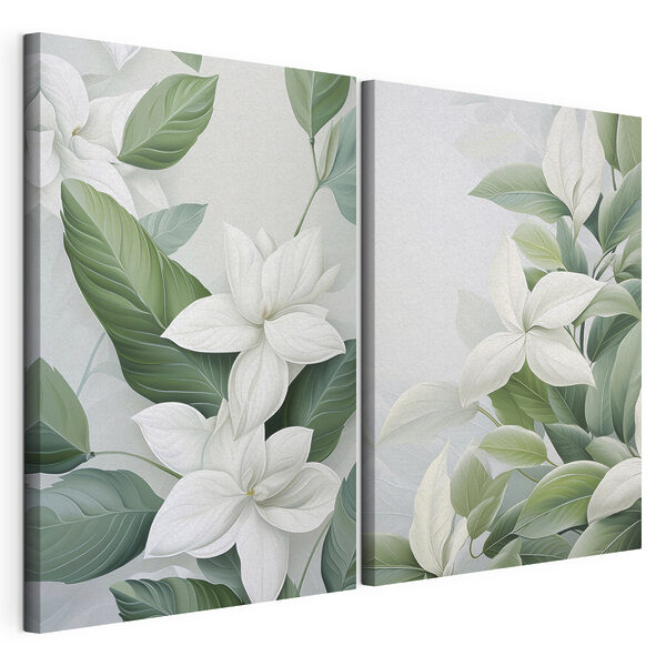 Modulaire canvasprint - Rustige botanische elegantie in zachte tinten