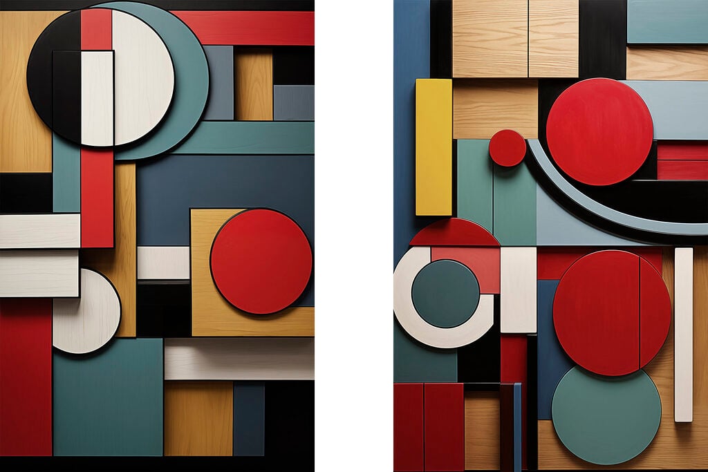 Collage of different colored shapes