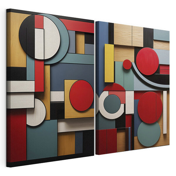 Modulaire canvasprint Collage van verschillend gekleurde vormen