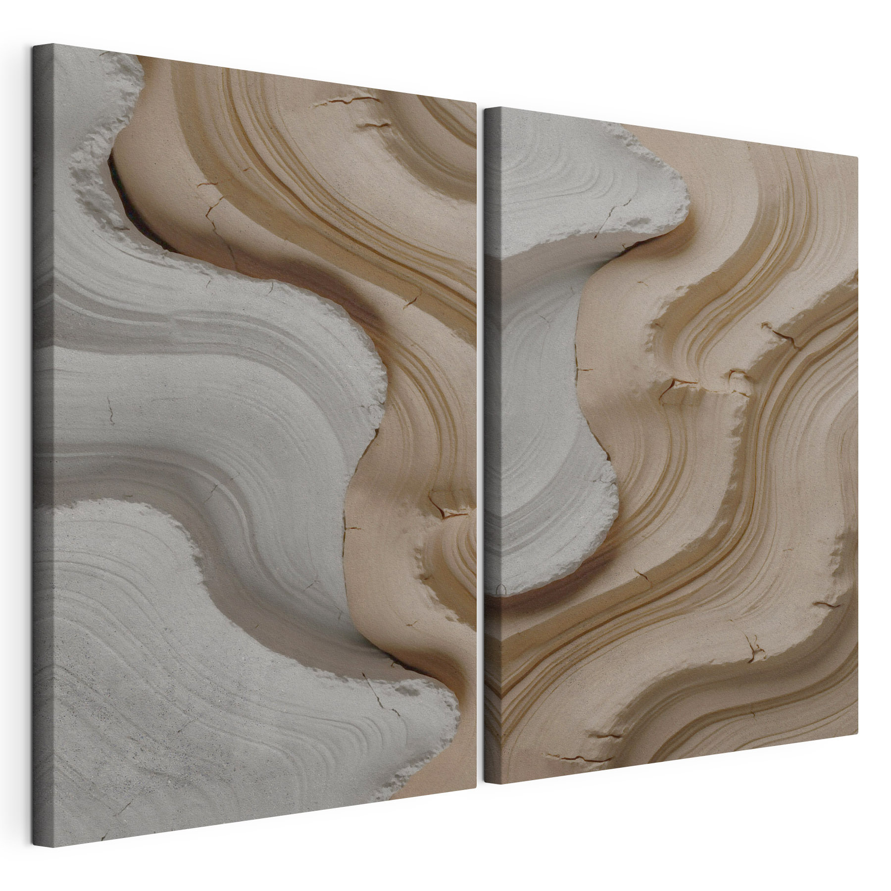 - Flowing curves in earth tones