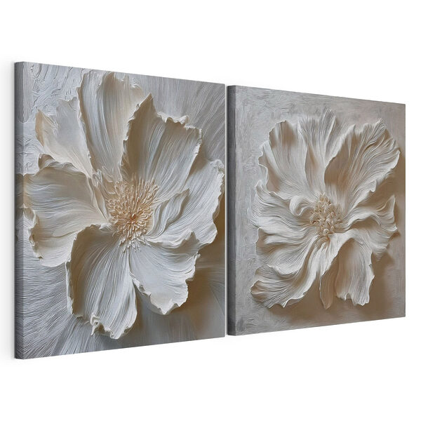 Modulaire canvasprint Elegante bloemkunst in zachte tinten