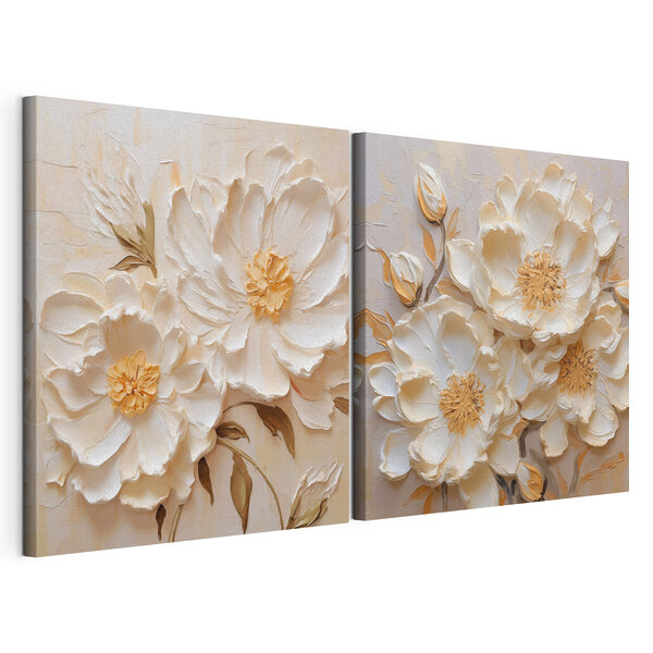 Modulaire canvasprint Schilderij van bloemen op doek